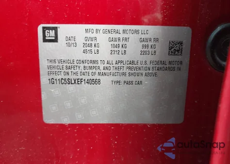 2014 Chevrolet Malibu 1Lt z USA, uszkodzony, nr VIN 1G11C5SLXEF140568